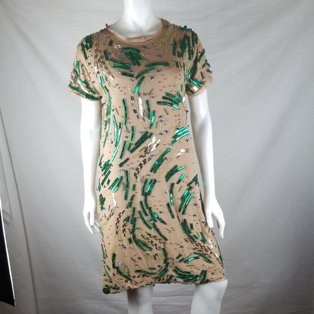 Lanvin Paris Hand Beaded Tee Shirt Dress Rare!WOW